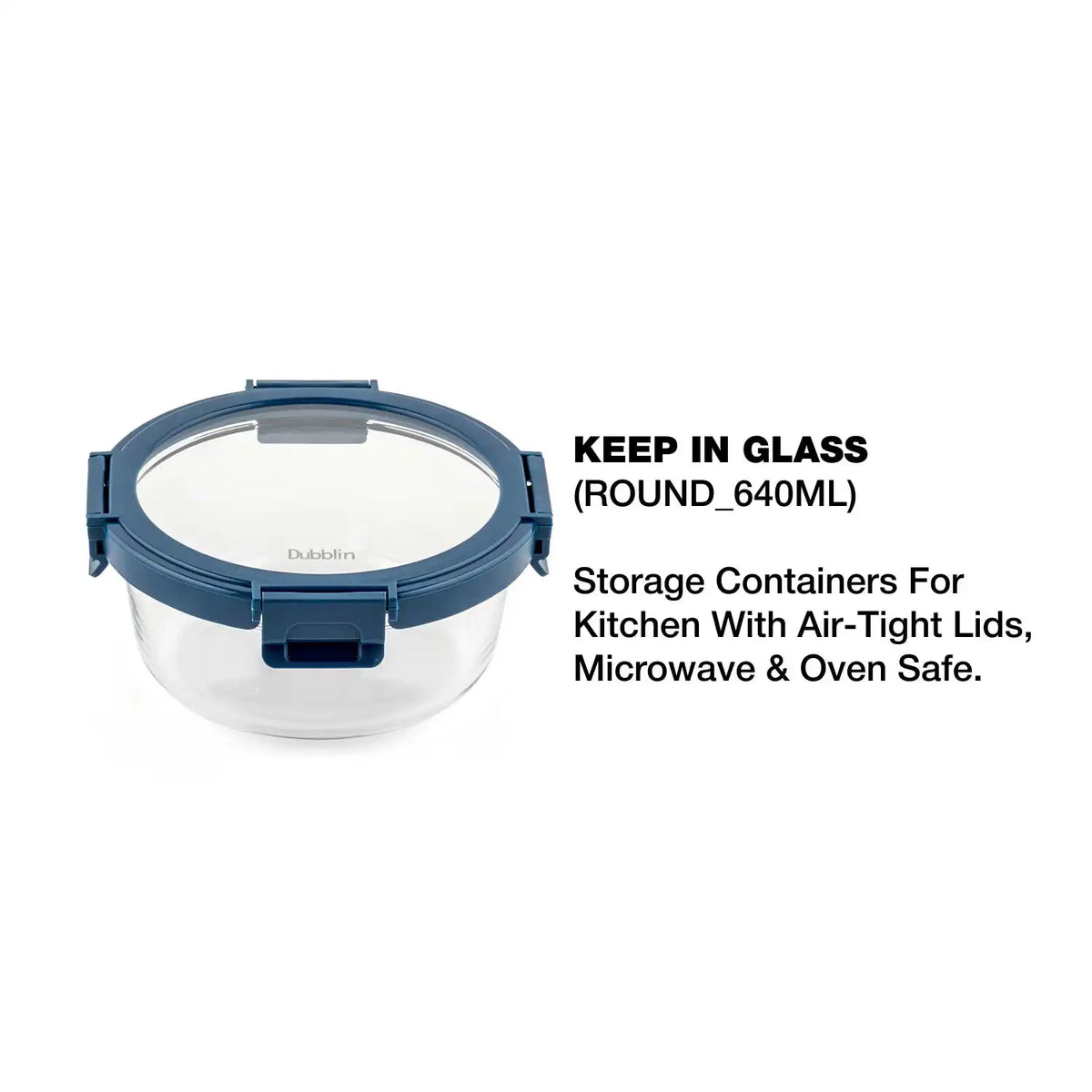 Dubblin Keep In Glass Round Glass Container 640 ml