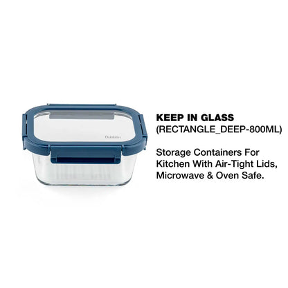 Dubblin Keep In Glass Deep Rectangle Glass Container 800 ml