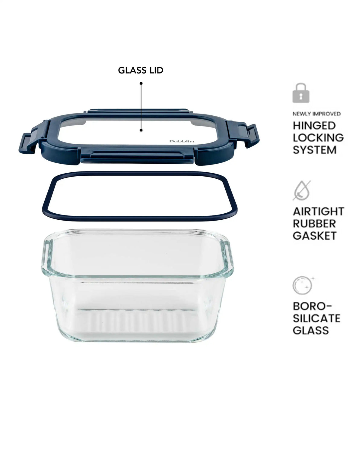 Dubblin Keep In Glass Deep Rectangle Glass Container 800 ml