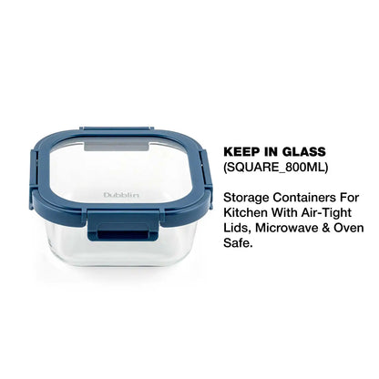 Dubblin Keep In Glass Square Glass Container 800 ml