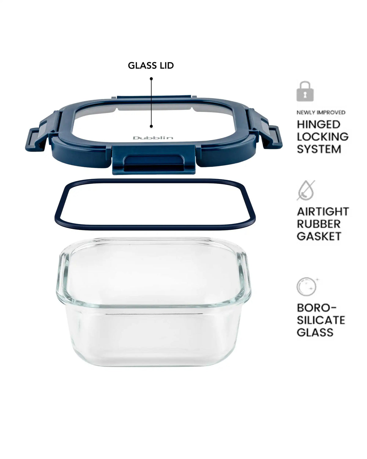 Dubblin Keep In Glass Square Glass Container 800 ml