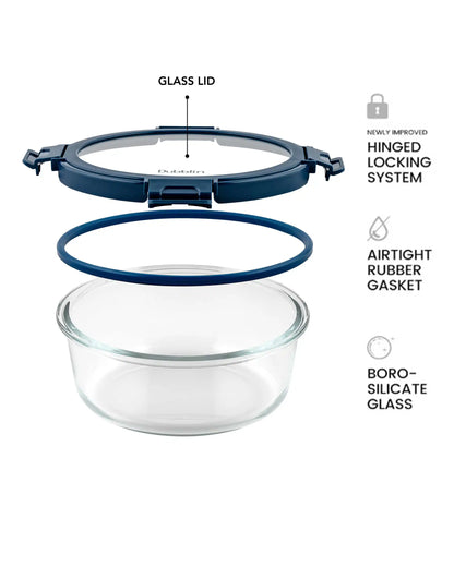 Dubblin Keep In Glass Round Glass Container 970 ml