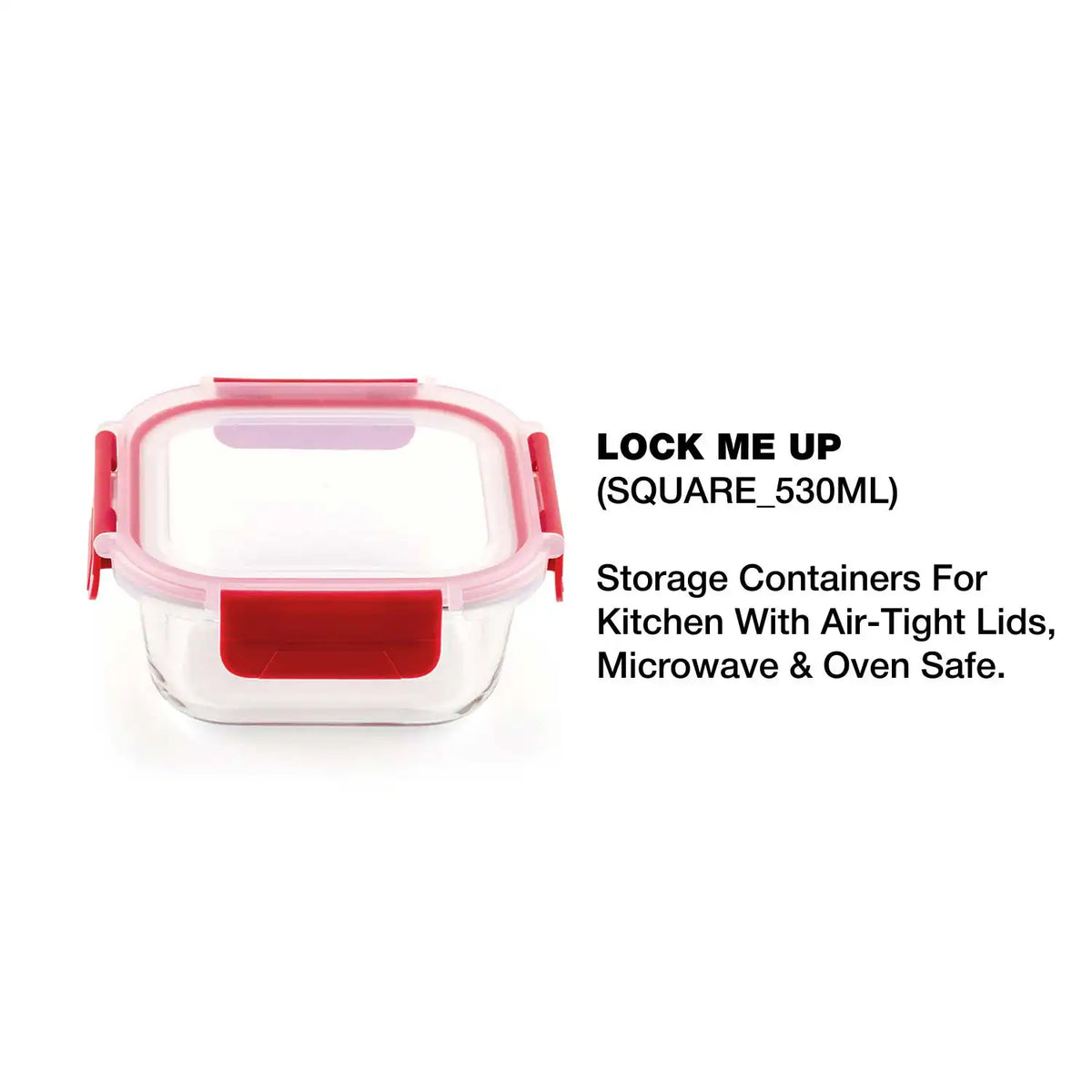 Dubblin Lock Me Up Square Glass Container 530 ml