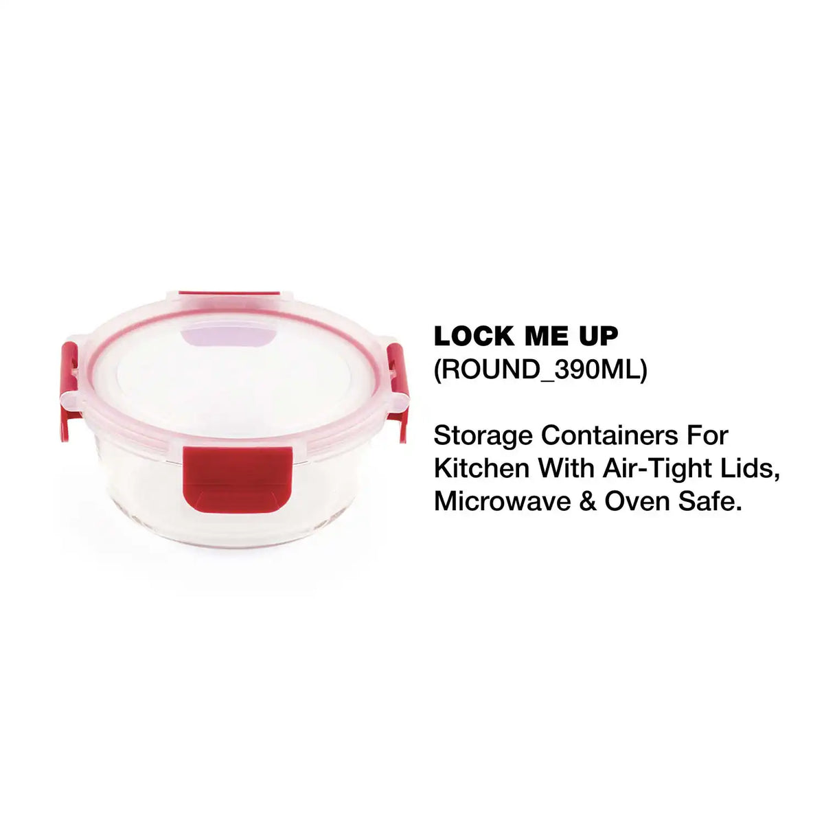 Dubblin Lock Me Up Round Glass Container 390 ml