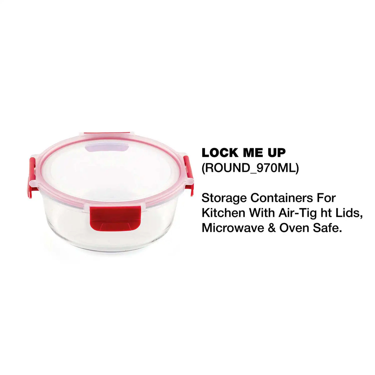 Dubblin Lock Me Up Round Glass Container 970 ml