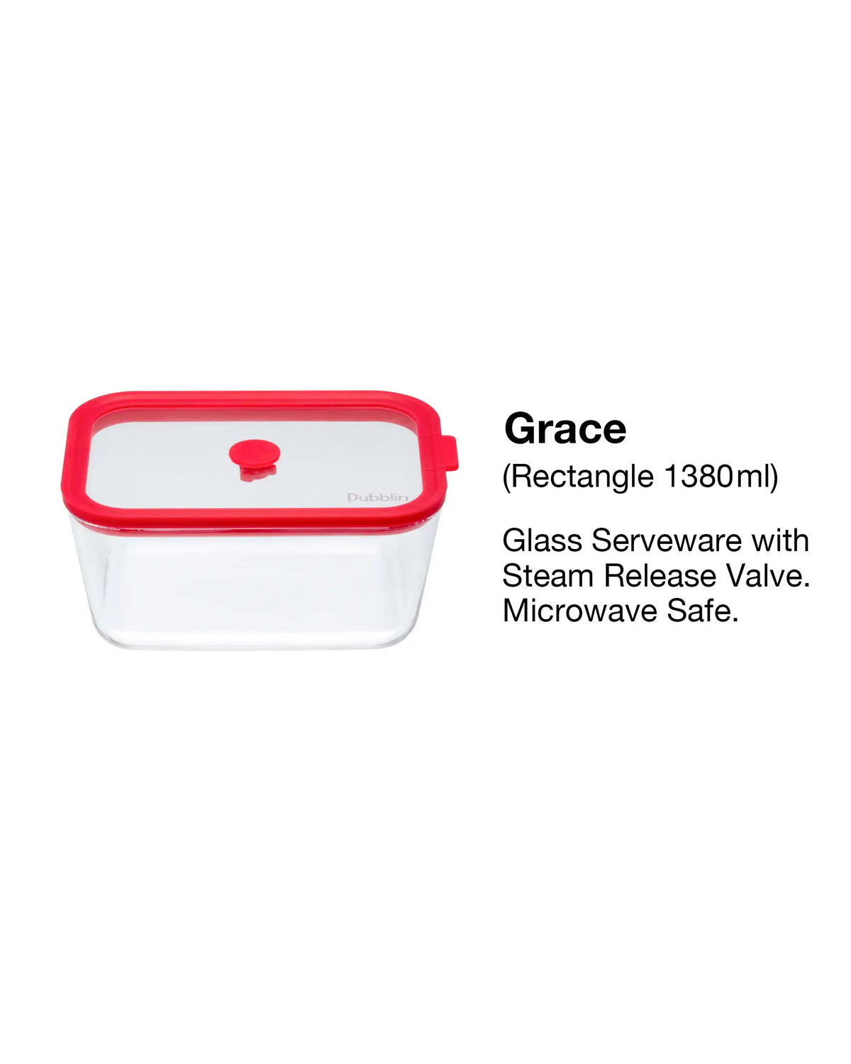 Dubblin Grace Borosilicate Glass Baking Dish with Lid 1380 ml