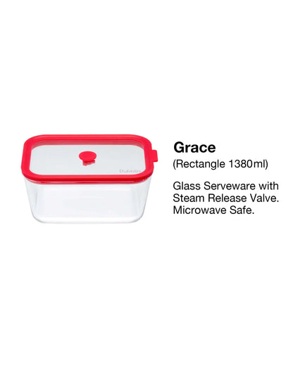 Dubblin Grace Borosilicate Glass Baking Dish with Lid 1380 ml