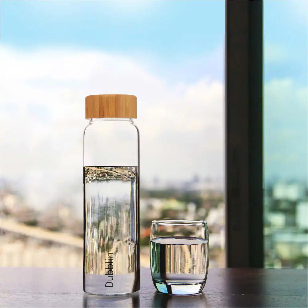 Dubblin Bamboo Glass Water Bottle 600 ml