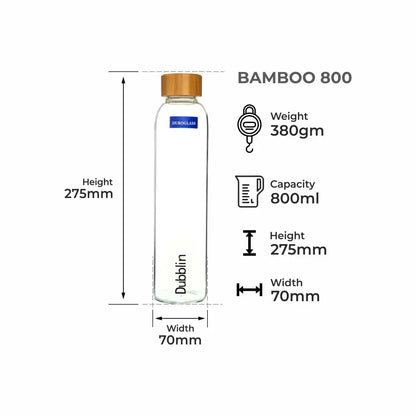 Dubblin Bamboo Glass Water Bottle 800 ml