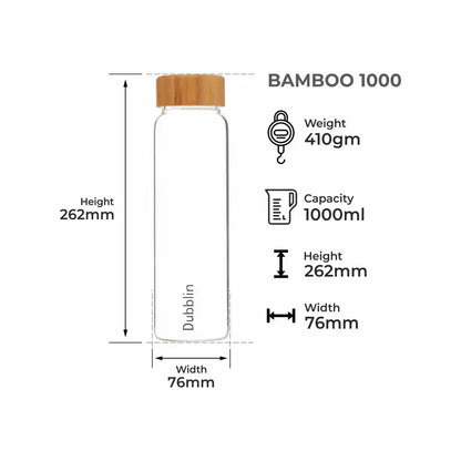 Dubblin Bamboo Glass Water Bottle 1000 ml