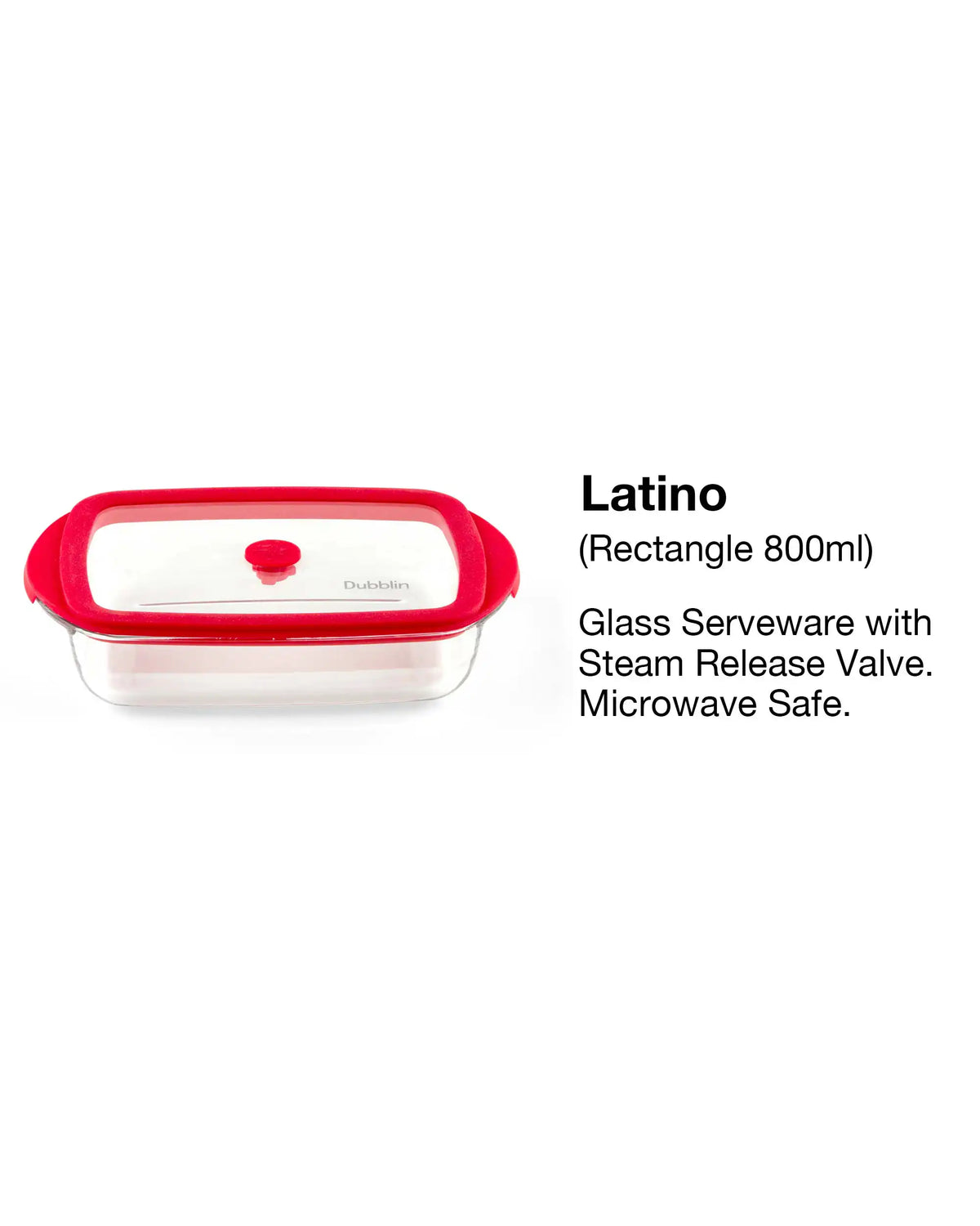 Dubblin Latino Rectangle Borosilicate Glass Baking Dish with Lid 800 ml