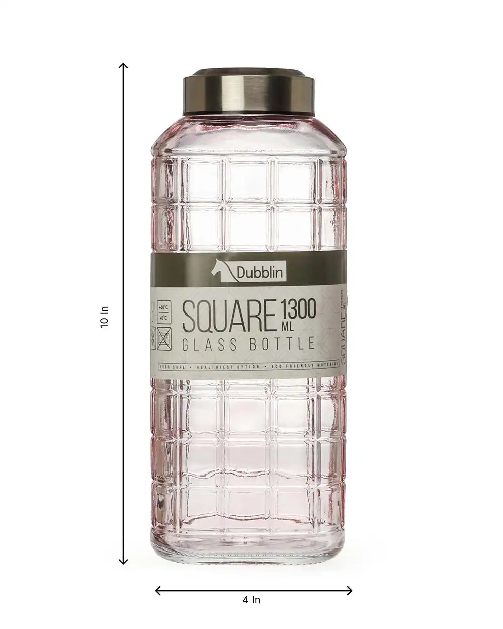 Dubblin Square Glass Water Bottle 1300 ml