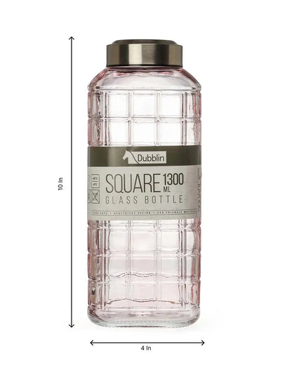Dubblin Square Glass Water Bottle 1300 ml