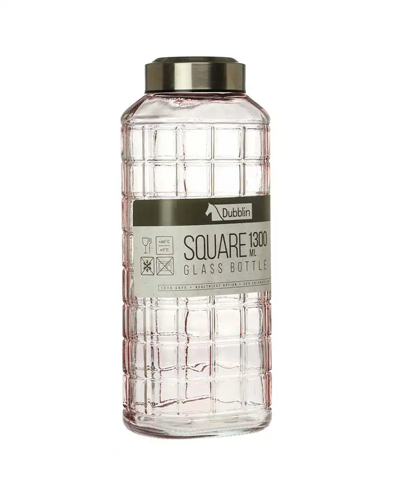 Dubblin Square Glass Water Bottle 1300 ml