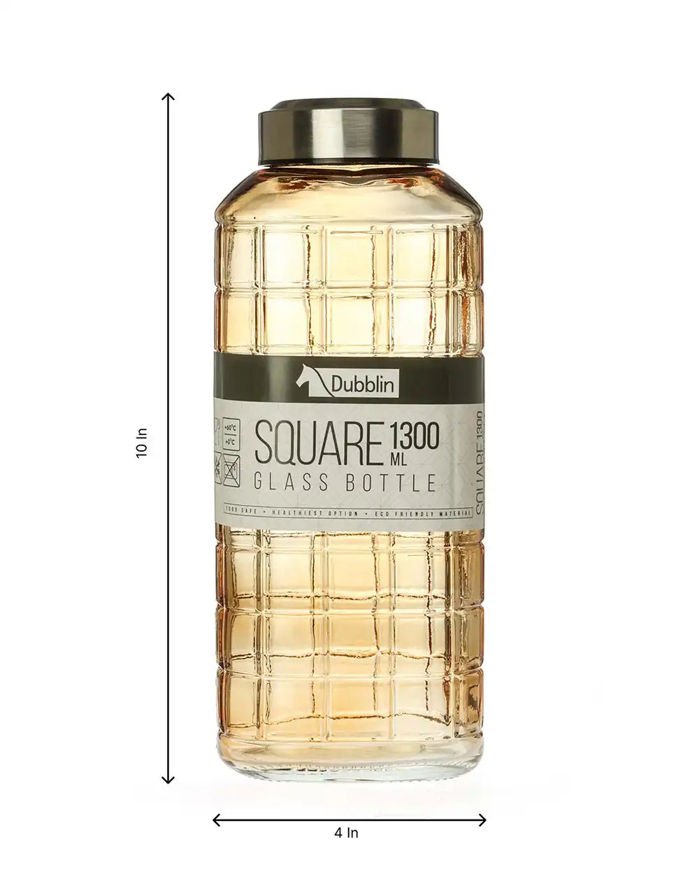 Dubblin Square Glass Water Bottle 1300 ml