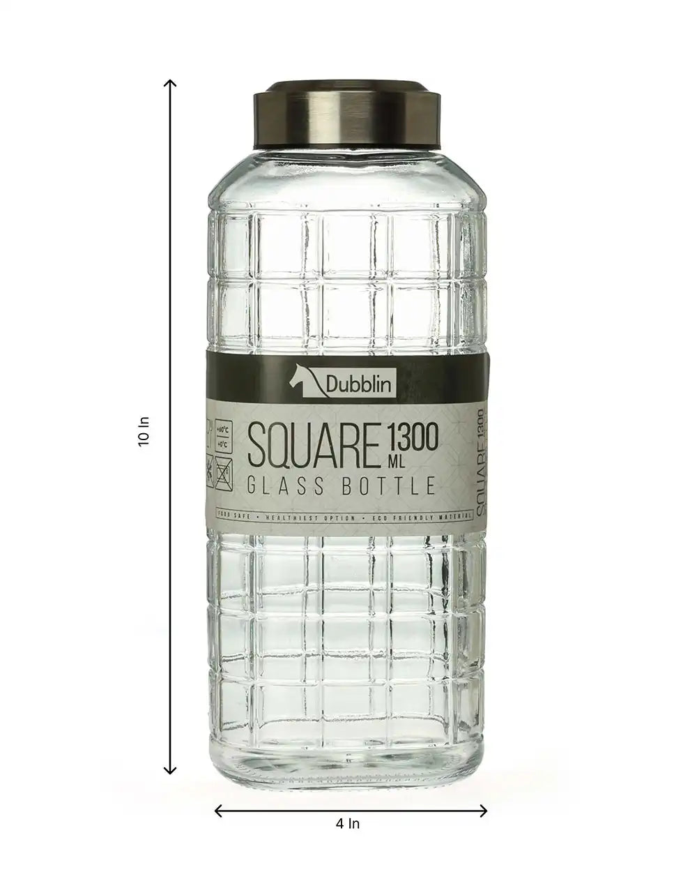 Dubblin Square Glass Water Bottle 1300 ml