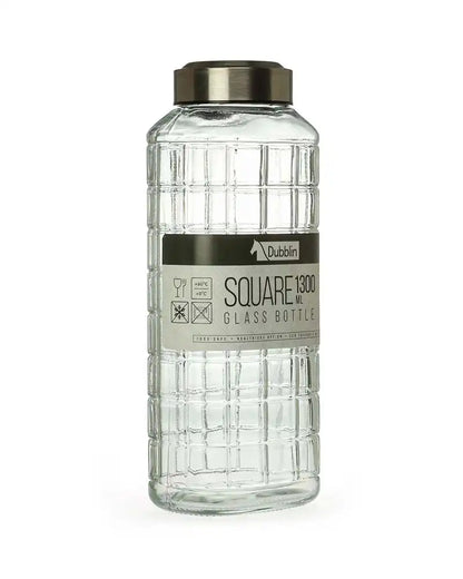 Dubblin Square Glass Water Bottle 1300 ml