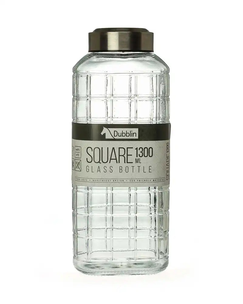 Dubblin Square Glass Water Bottle 1300 ml