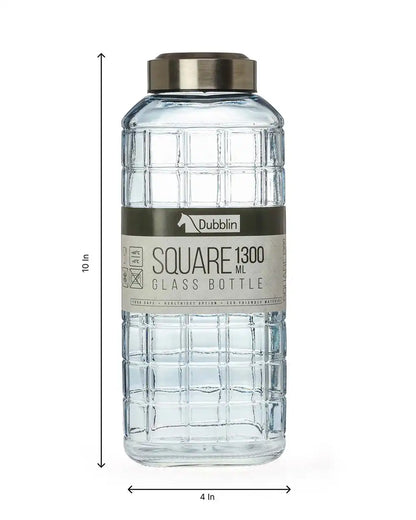 Dubblin Square Glass Water Bottle 1300 ml