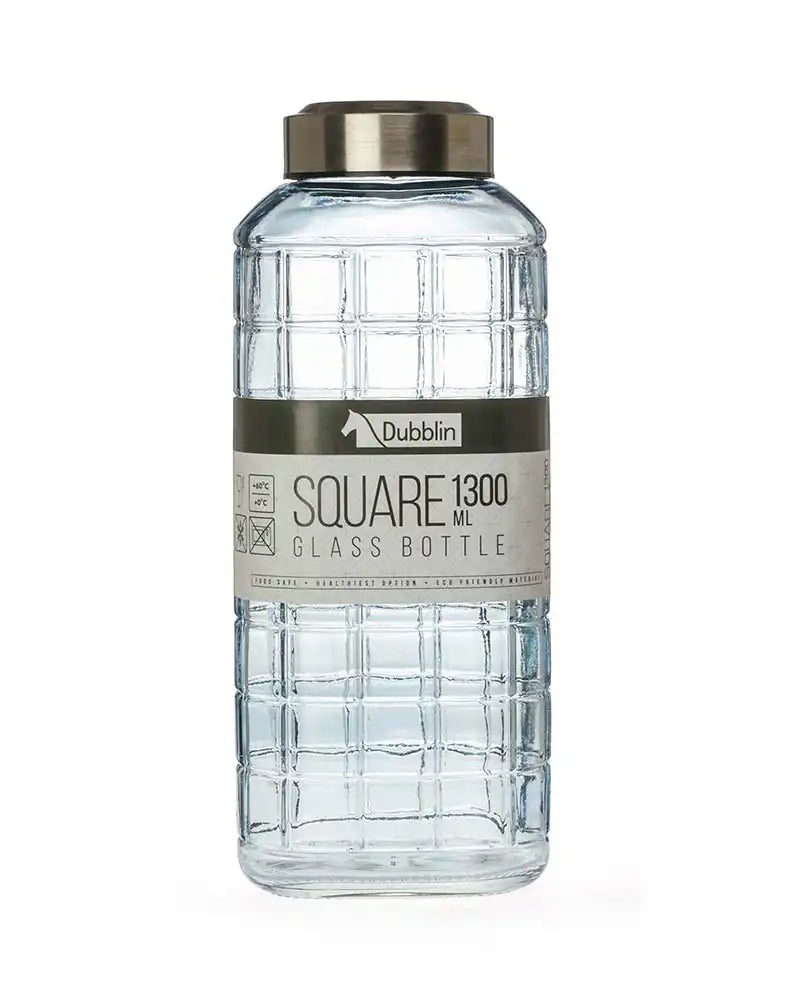 Dubblin Square Glass Water Bottle 1300 ml