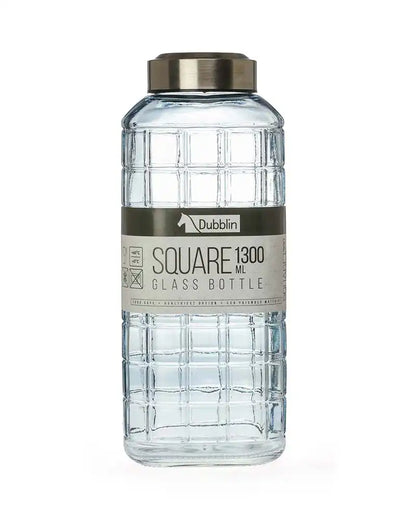 Dubblin Square Glass Water Bottle 1300 ml