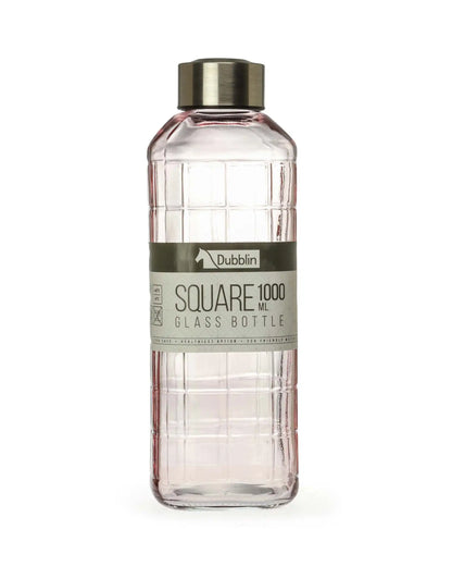 Dubblin Square Glass Water Bottle 1000 ml