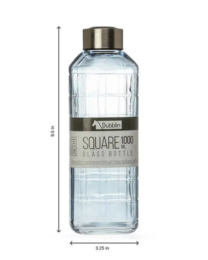 Dubblin Square Glass Water Bottle 1000 ml
