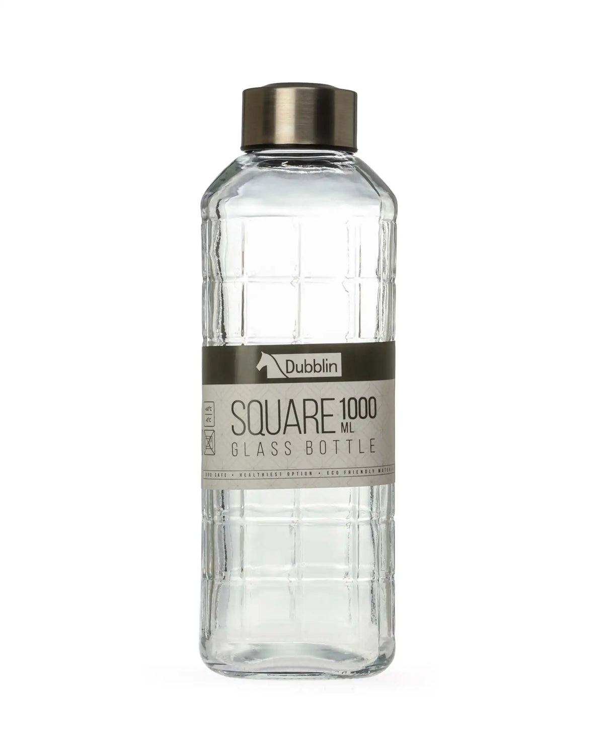 Dubblin Square Glass Water Bottle 1000 ml