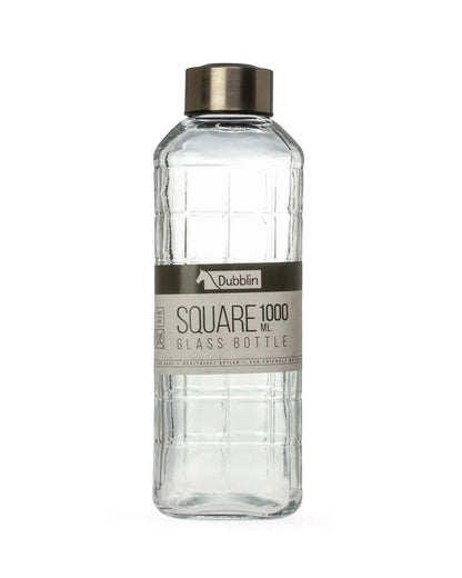 Dubblin Square Glass Water Bottle 1000 ml