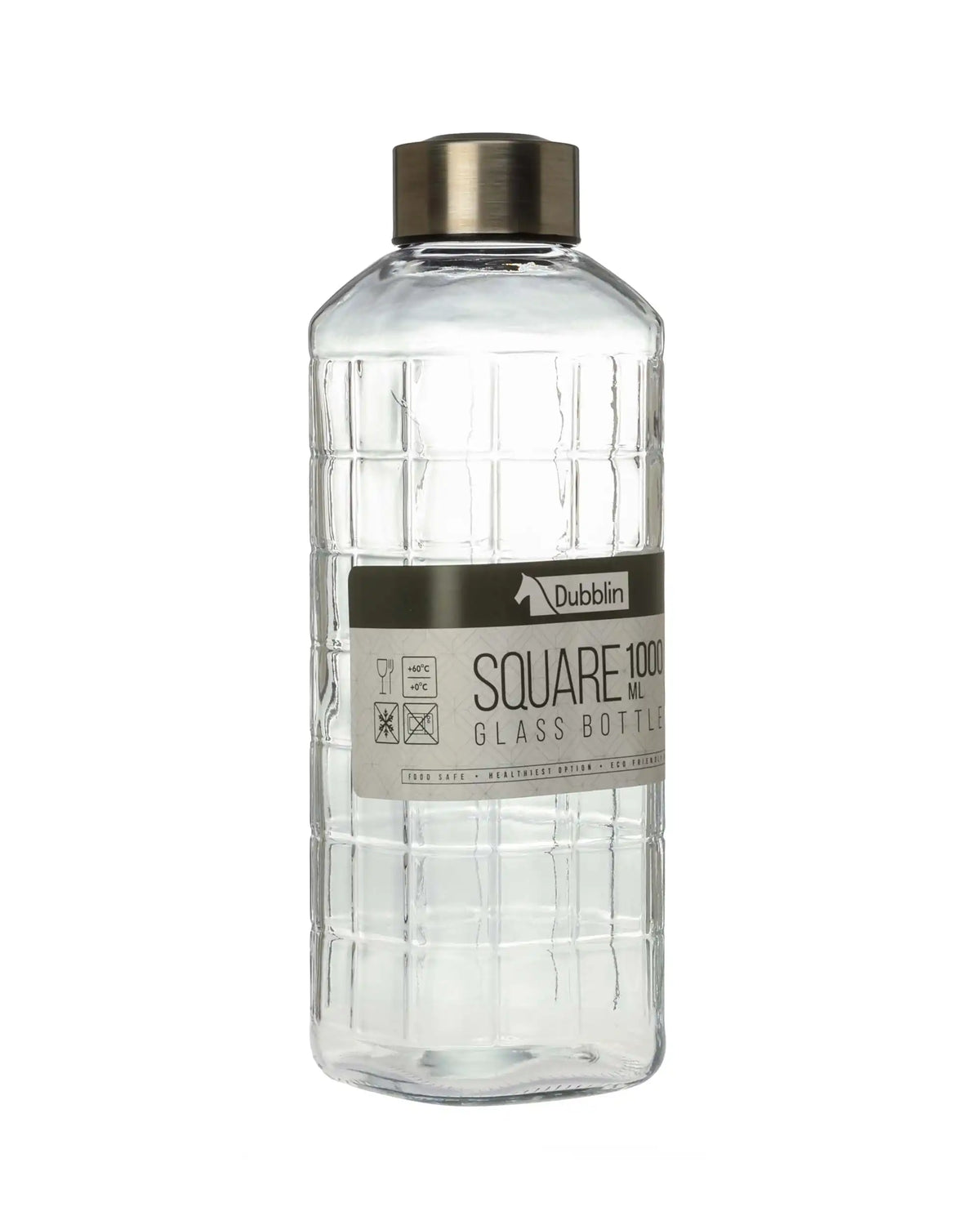 Dubblin Square Glass Water Bottle 1000 ml