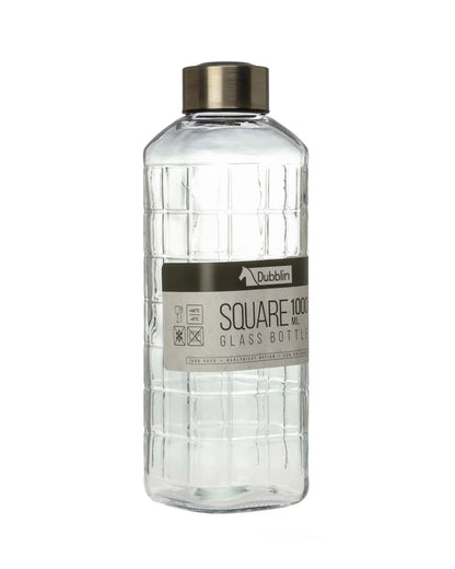 Dubblin Square Glass Water Bottle 1000 ml