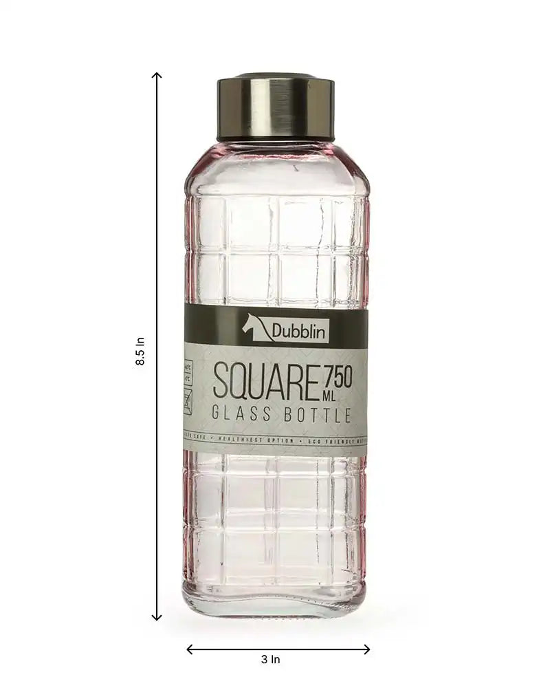 Dubblin Square Glass Water Bottle 750 ml