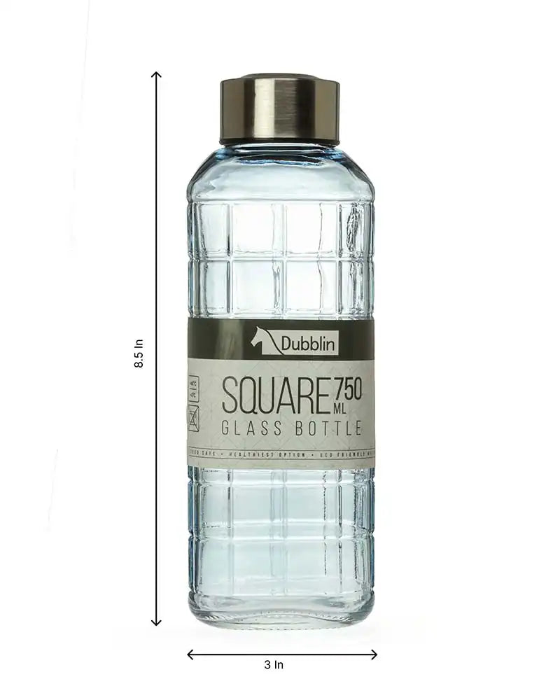 Dubblin Square Glass Water Bottle 750 ml