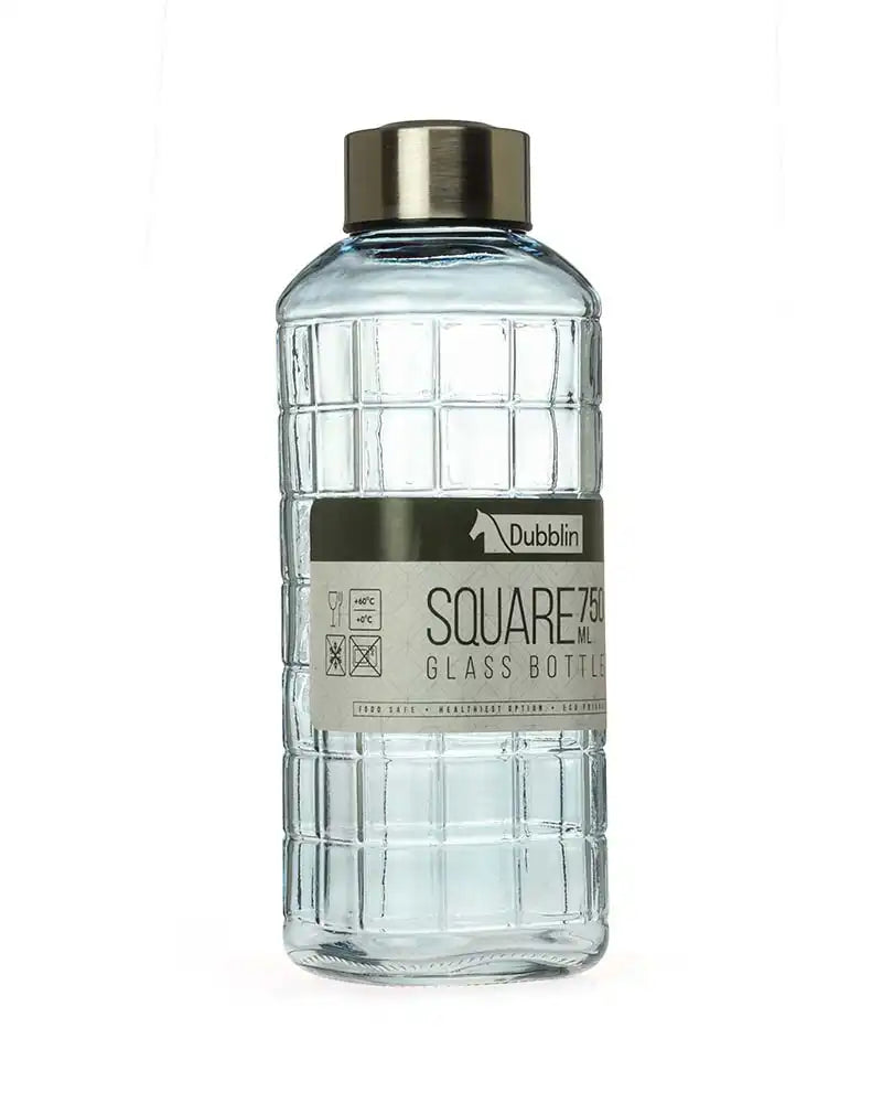 Dubblin Square Glass Water Bottle 750 ml