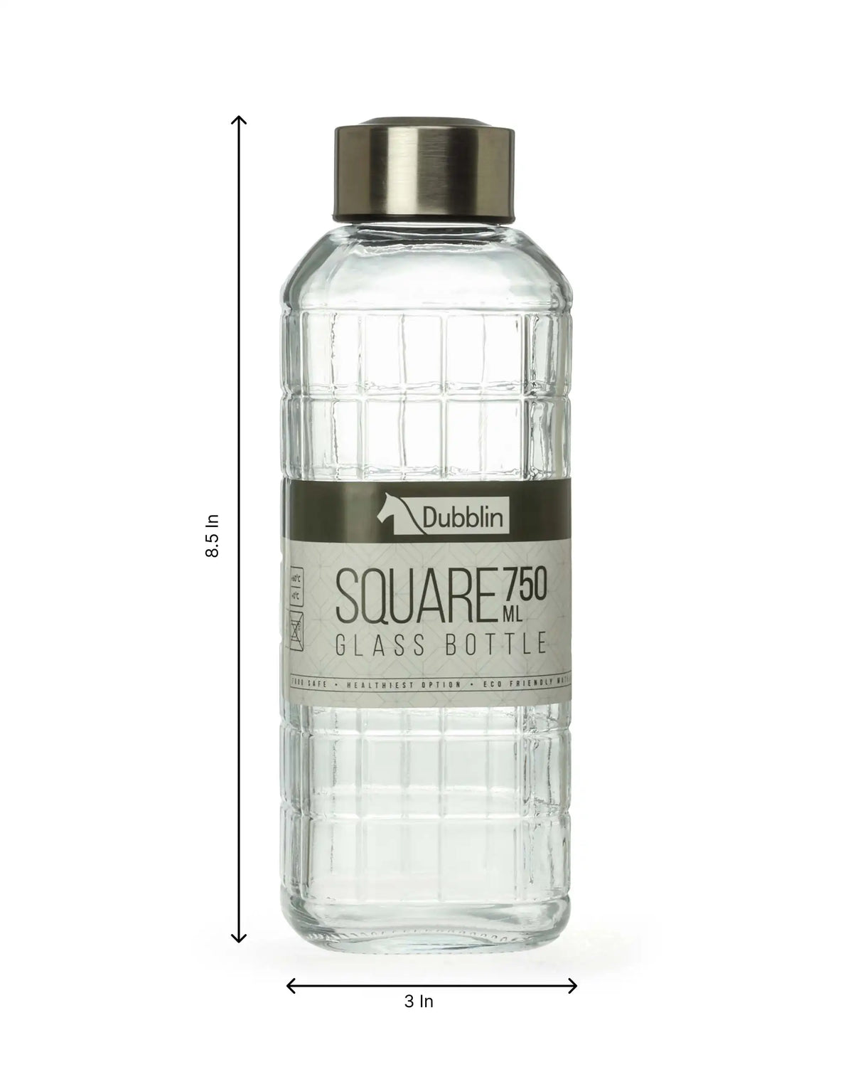 Dubblin Square Glass Water Bottle 750 ml