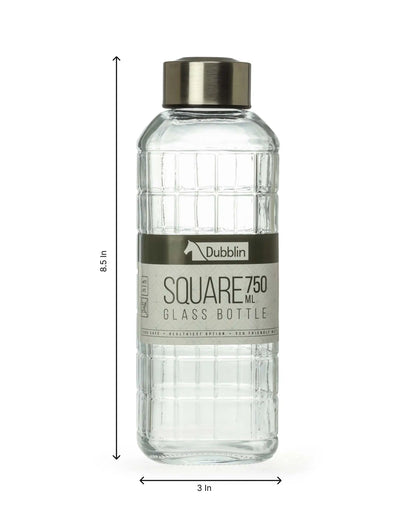 Dubblin Square Glass Water Bottle 750 ml