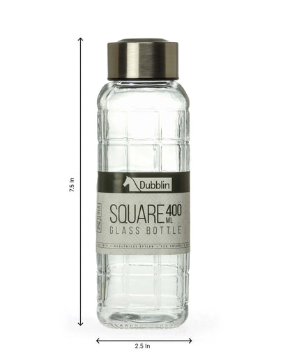 Dubblin Square Glass Water Bottle 400 ml