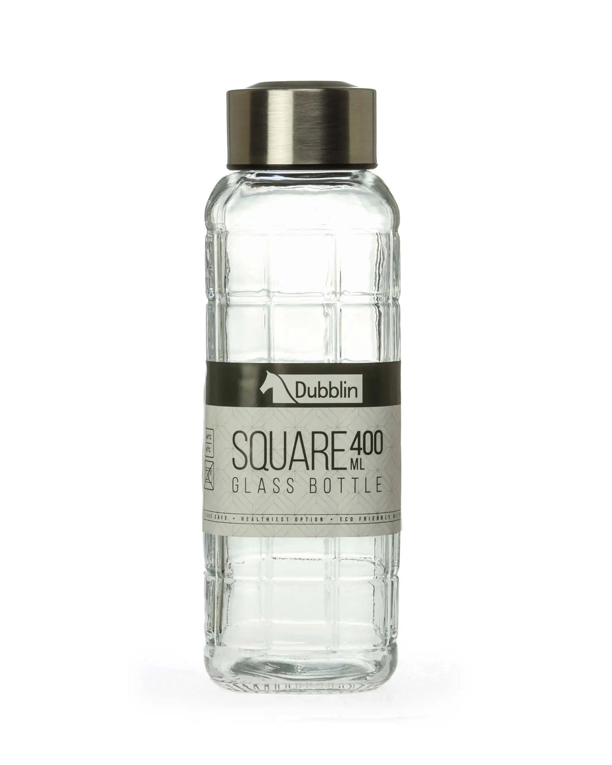 Dubblin Square Glass Water Bottle 400 ml