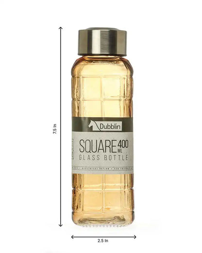 Dubblin Square Glass Water Bottle 400 ml