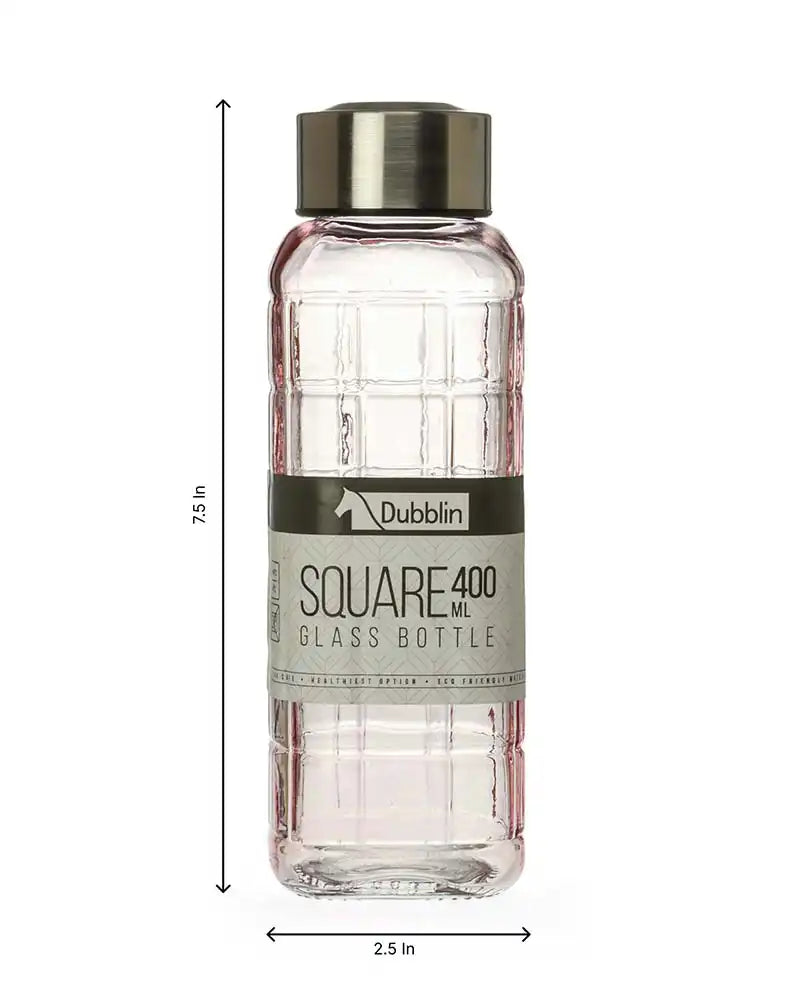 Dubblin Square Glass Water Bottle 400 ml