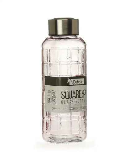 Dubblin Square Glass Water Bottle 400 ml