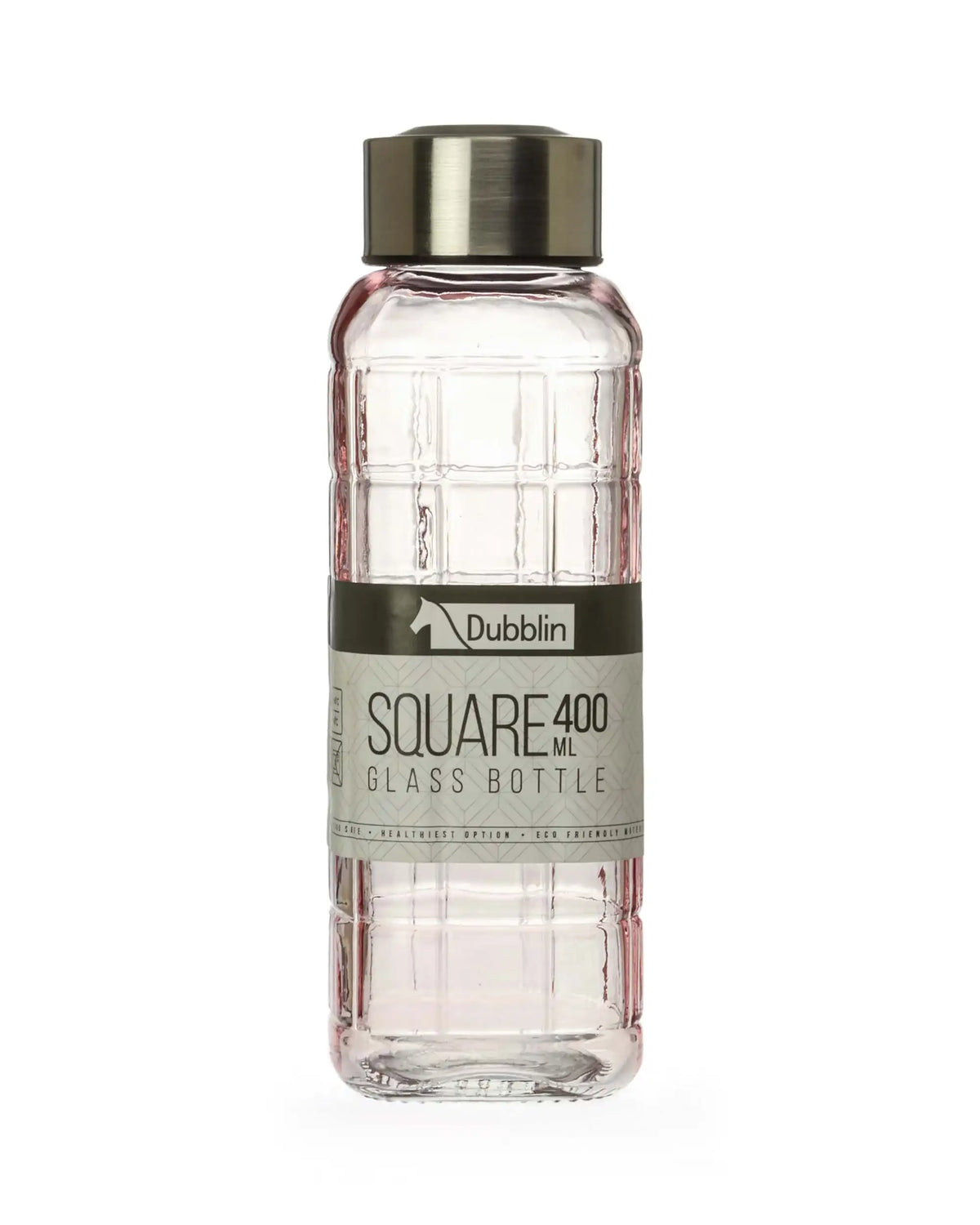 Dubblin Square Glass Water Bottle 400 ml