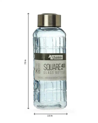 Dubblin Square Glass Water Bottle 400 ml