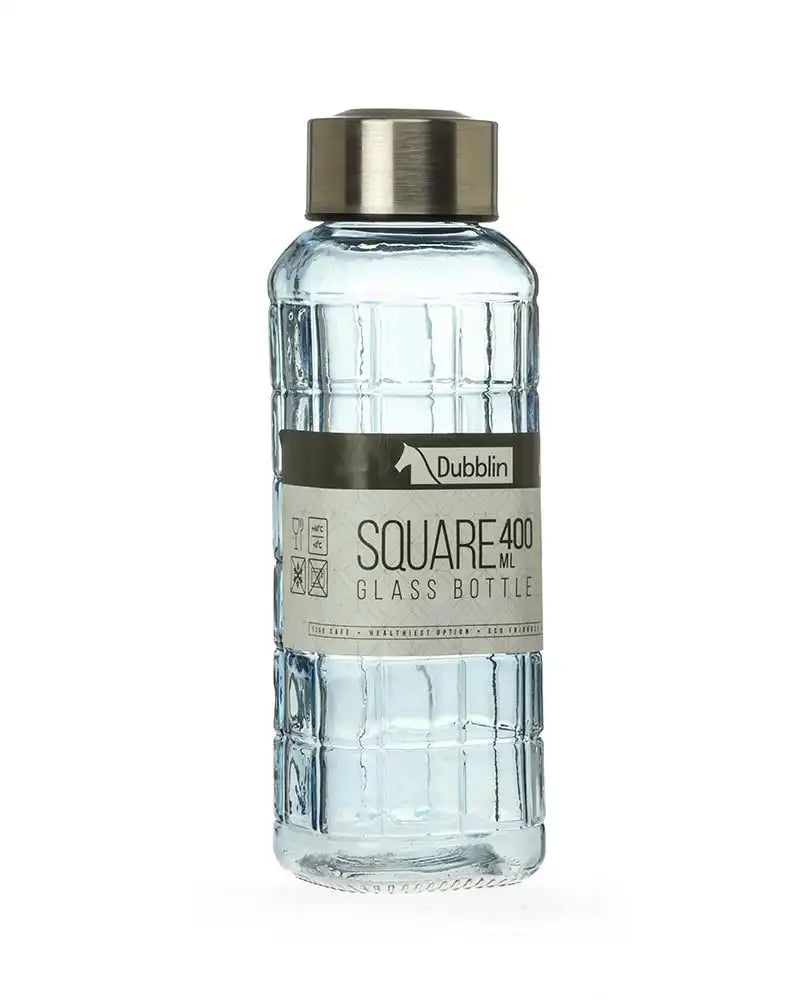 Dubblin Square Glass Water Bottle 400 ml