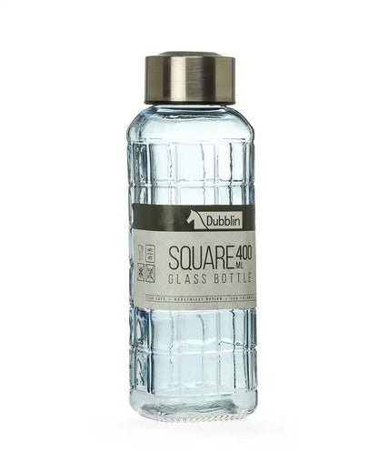 Dubblin Square Glass Water Bottle 400 ml