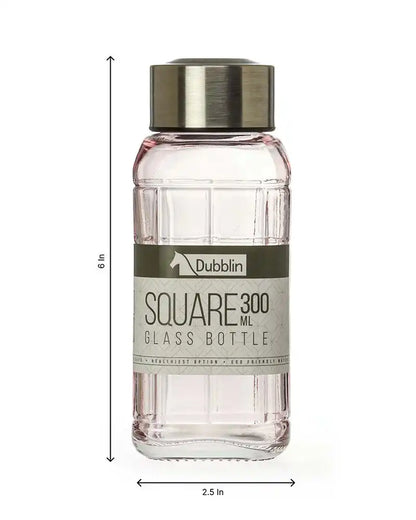 Dubblin Square Glass Water Bottle 300 ml