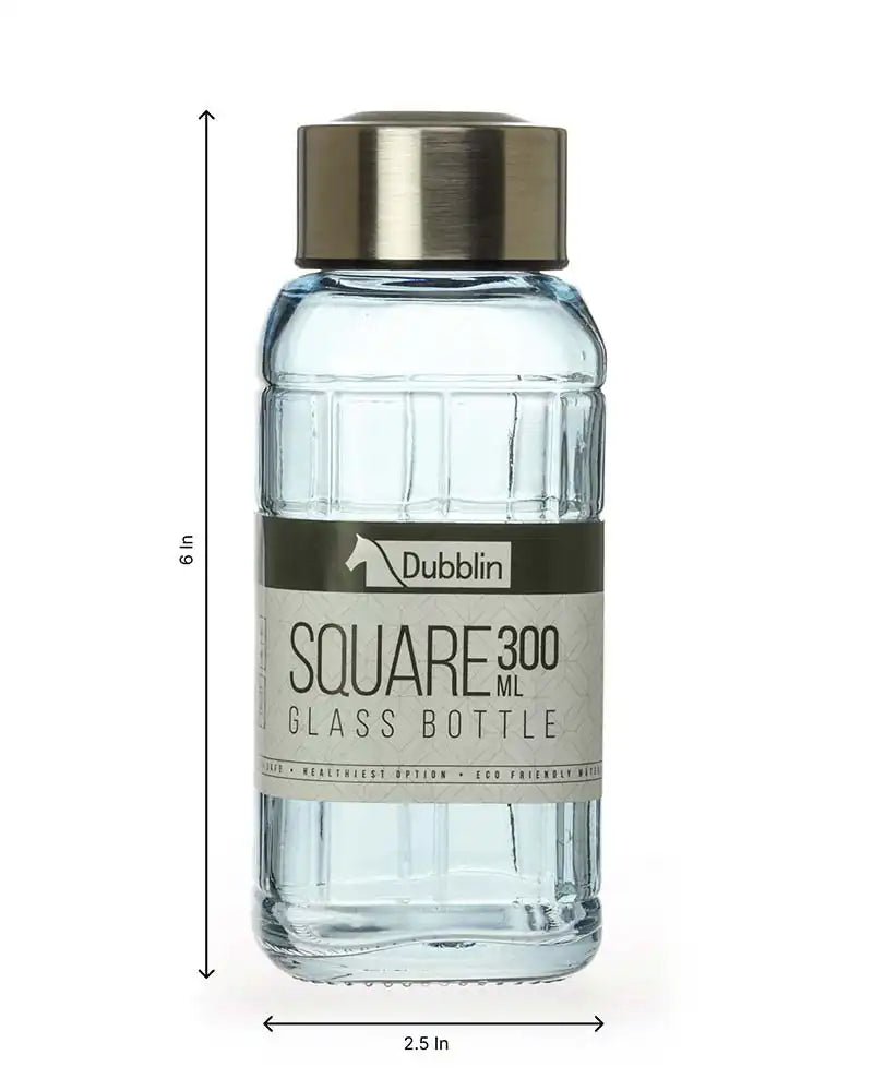 Dubblin Square Glass Water Bottle 300 ml