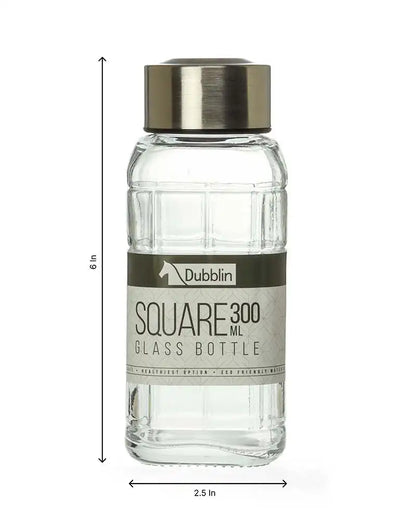 Dubblin Square Glass Water Bottle 300 ml