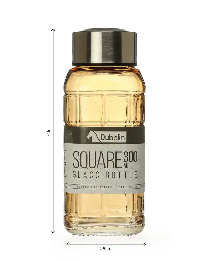 Dubblin Square Glass Water Bottle 300 ml