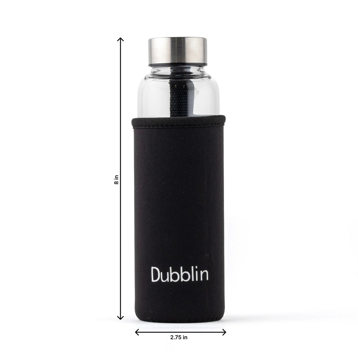 Dubblin Stream With Bag Glass Water Bottle 400 ml